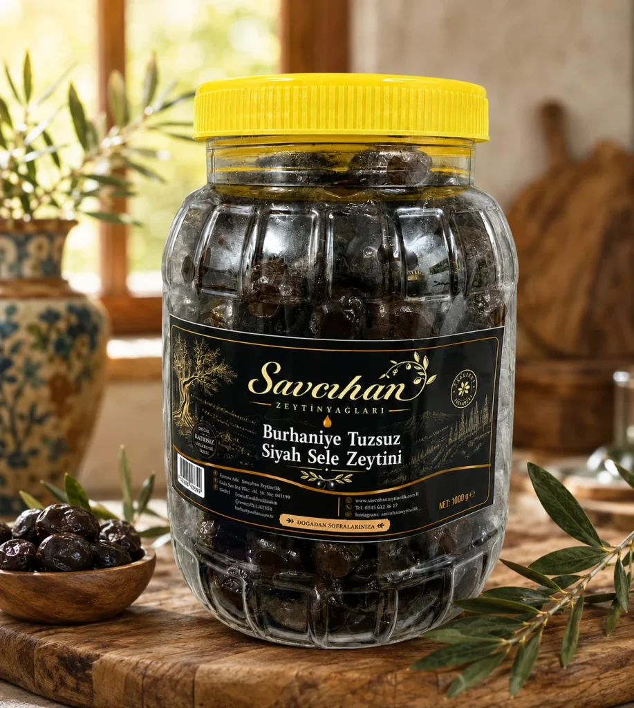 Savcıhan Burhaniye Tuzsuz Siyah Sele Zeytini 1000 g